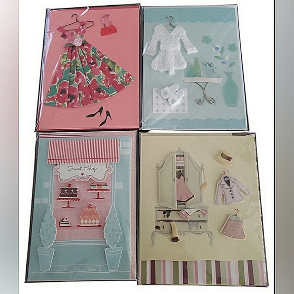 4 New Handmade 3D Blank Greeting Cards Set - Picture 1 of 6